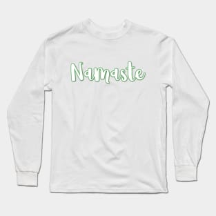 Green Namaste Cute Yoga Greeting Design Long Sleeve T-Shirt